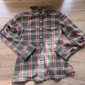 Patagonia Long-Sleeve Fjord Flannel Shirt - Women's. 4/small. Green/pink/white